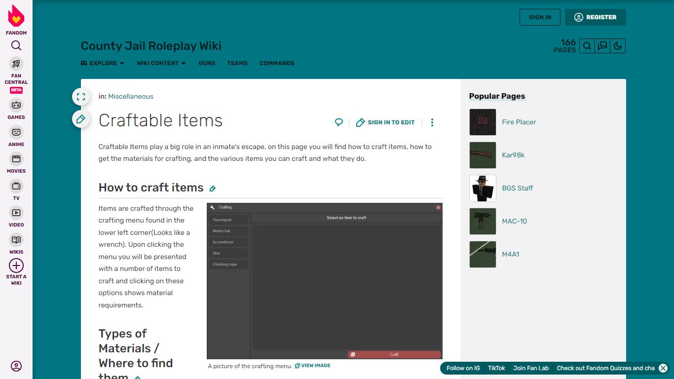 Craftable Items | County Jail Roleplay Wiki | Fandom